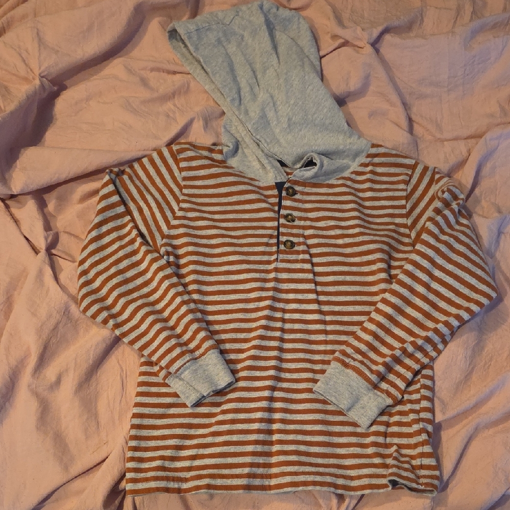 Carter's Brown and Gray Striped Long Sleeve Hoodie